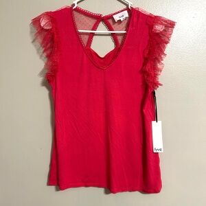 Fyve Pink Lace Shirt w/ Ruffle Sleeves